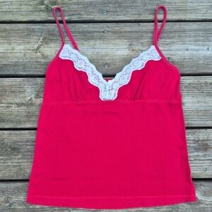 LOFT Scarlet Camisole with White Lace